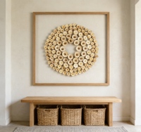 Art mural cadre ombre 3D floral moderne fait à la main, tableau encadré fleurs naturelles avec fond MDF pour décoration maison