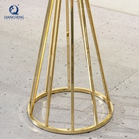 QIANCHENG luxe maison or ss acier fournisseur de meubles salle à manger cocktail restaurant verre trempé clair haute cuisine table de bar