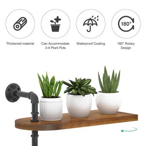 Étagère à plantes à fenêtre rotative à 2 niveaux, support pour plantes d'intérieur <span class=keywords><strong>en</strong></span> <span class=keywords><strong>bois</strong></span>, support <span class=keywords><strong>mural</strong></span> pour plantes - Product Image 4