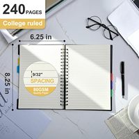 Carnets de notes à reliure métallique pour le collège Carnet de poche avec onglets séparateurs Petit bloc-notes Journaux pour le bureau, les fournitures scolaires