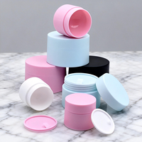 Pot cosmétique vide en plastique PP dépoli à double paroi, blanc, rose, bleu, avec logo personnalisé imprimé, 5g, 10g, 15g, 30g, 50g, 100g, 150g
