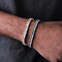 Pulsera de Eslabones Cubanos de Plata de Ley 925 con Diamante Moissanita Cultivado en Laboratorio, Acabado Liso