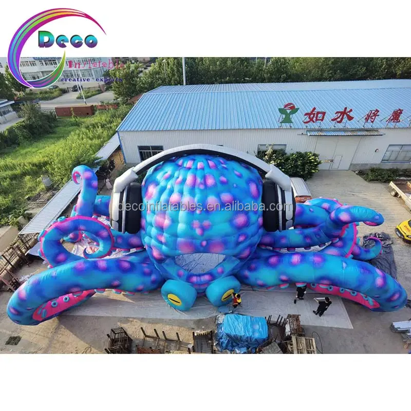 Gigantische Blauwe Club Festival Opblaasbare Dj Octopus Voor Gebruik In Het Zomerzwembad