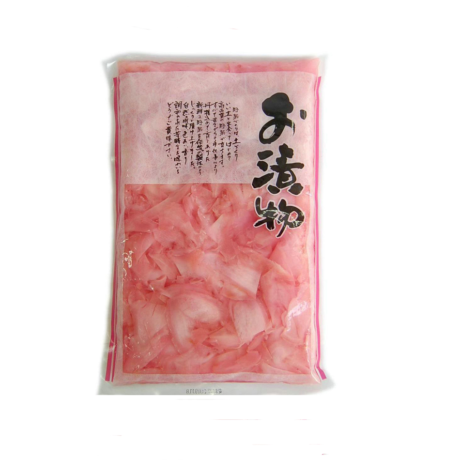 Pickled Sushi ginger slice white and pink in bag and bottle