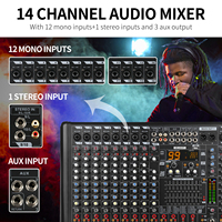 XTUGA MB1404FX Mixeur audio professionnel 14 canaux, contrôleur DJ numérique, 99 DSP pour USB, audio vidéo professionnel, éclairage
