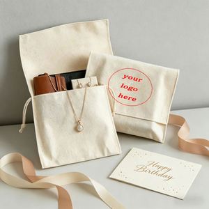 Pochette à cordon en coton et lin beige écologique avec logo personnalisé, sac anti-poussière réutilisable pour l'emballage de cosmétiques et de vêtements - Product Image 2