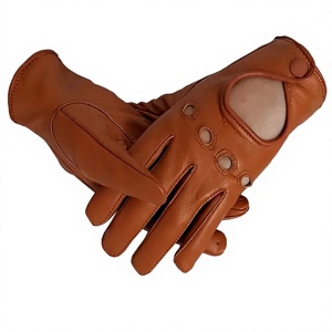 Gants de conduite en cuir marron souple, unisexes, pour toutes les saisons, ajustement confortable, construction durable pour la conduite en extérieur - Product Image 1