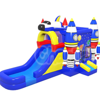 Fusée spatiale intérieure extérieure commerciale Water Combo Bounce House videur gonflable pour enfants château de saut avec toboggan