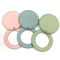 Nouveau design Miroir de maquillage compact et portable rond en cuir