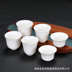 Dehua White Porcelain Master Cup Ceramic Teacup Letter Print Traditional Chinese Style Kung Fu Tea Cup Small Size - Product Image 4