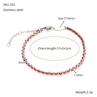 Bracelet tendance en acier inoxydable plaqué or 18 carats avec breloque corde rouge et strass, style classique, pour femmes