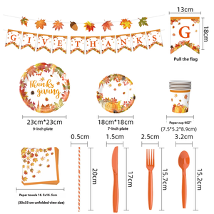 Autumn Maple Leaf Eco-friendly Disposable Dinner Plates and Napkins Hot Selling Thanksgiving Party Decorations - Product Image 3