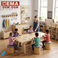 Table d'activités en bois EMA, robuste, en bois massif, table de jeu pour enfants pour garderie, école maternelle, salle de classe