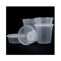 8oz 12oz 16oz 24oz 32oz Plastic soepbekers, voedselcontainers, magnetronbestendig, wegwerpbaar, lekvrij, rond, transparant, afhaalbekers