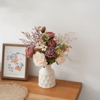 CF01489B Bouquet de roses artificielles élégant avec verdure mélangée 36cm Arrangement floral pour mariage Décoration de table à domicile