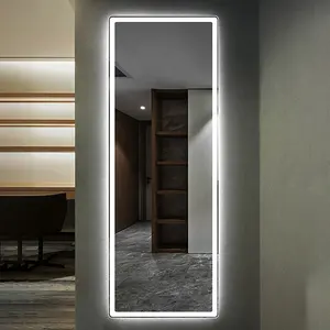 Multi-función de tamaño completo vestidor de longitud completa espejo de pared con led