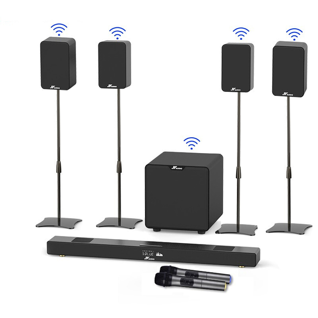 Home Theater Systems Surround Sound Speakers - 380 Watts 8 Inch Subwoofer 7.1 Channel Home Audio Stereo System with Wireless Mic