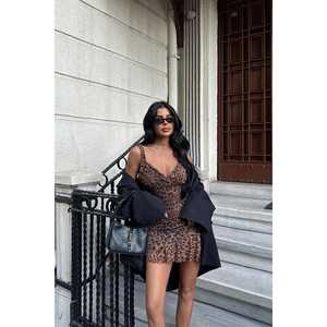 ชุดเดรสสั้นลายเสือดาวสีน้ำตาลแบรนด์ Zadie ผ้าทูลล์สำหรับงานพรอม - Product Image 5