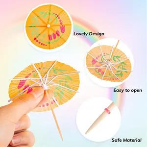 80 Stück Cocktail Sonnenschirm Regenschirm Picks, grüne tropische Kokospalme Papier Regenschirme Picks Cocktail Strohhalme mit Regenschirm