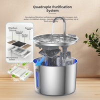 Fontaine à eau automatique en acier inoxydable de 2,2 L pour animaux de compagnie, imperméable, pour l'extérieur et les voyages, pour chats et chiens