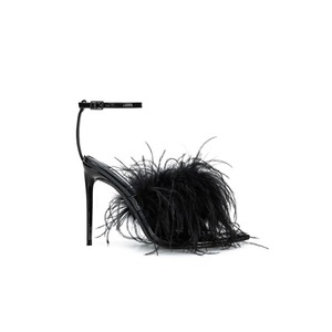 Sandales de soirée <span class=keywords><strong>à</strong></span> talons hauts et bout carré tendance 2026 pour femmes, avec fourrure, personnalisation usine, logo sur mesure, OEM, ODM - Product Image 3