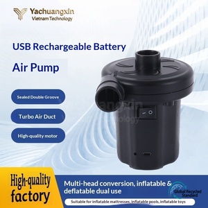 Pompe à air électrique portable en plastique noir rechargeable avec tuyau et prise pour le camping et l'utilisation en extérieur toutes saisons - Product Image 6