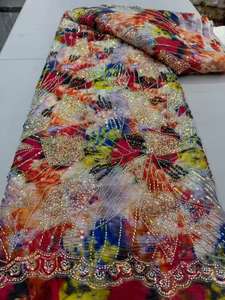 Grosir dari kain jala bordir ikat celup Eropa dan Amerika dengan payet dan manik-manik untuk pakaian upacara - Product Image 3