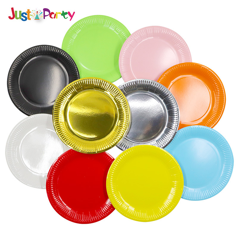 7 Inch Solid Color Disposable Paper Plates and Bowls Factory Direct for Birthday Party Colorful Fast Food Festival Gathering
