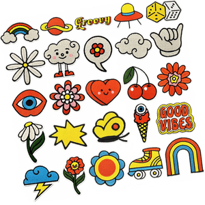 رقعة جديدة صديقة للبيئة قابلة للكي من اللباد والبلاستيك بتصميم إبداعي لسحابة قوس قزح وزهرة الأقحوان وعبارات إيجابية للملابس والحقائب والقبعات - Product Image 1