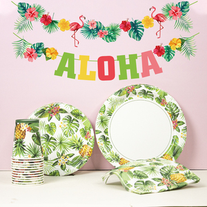 Juego de Decoración Hawaiana Luau Aloha para Fiestas de Verano DAMAI, Juego de Artículos de Mesa con Diseño de Flamencos - Product Image 1