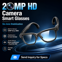 Lunettes intelligentes avec caméra IA 20MP et enregistrement vidéo EIS 1080P, lunettes caméra pour la randonnée, le cyclisme et les vloggers