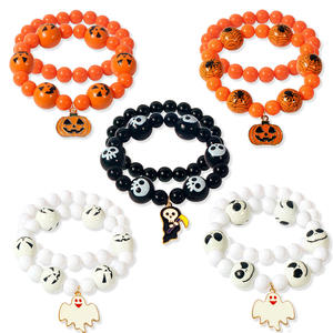 2025 nouveau Bracelet à breloques cadeau saisonnier de haute qualité Halloween Bracelet de perles fantômes citrouille empilées prêt à expédier - Product Image 2
