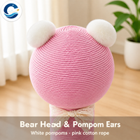Peach Panda Griffoir vertical pour chat, avec boule de griffage anti-éclats, jouet d'intérieur pour chat
