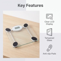 Báscula de Baño Antideslizante con Cuatro Sensores LCD, de Vidrio Templado, para el Hogar, con Registro de Peso Corporal