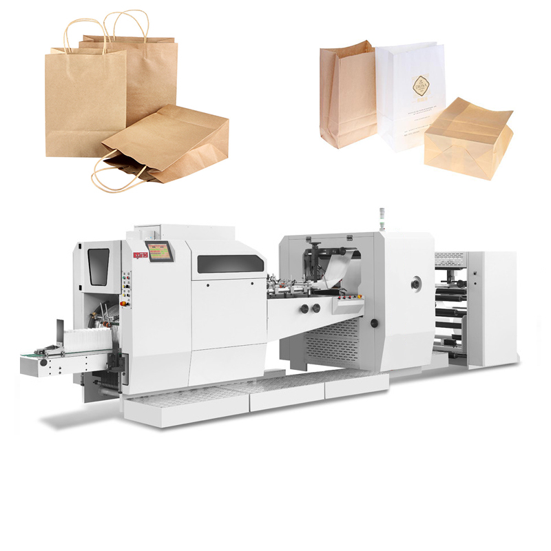 Voll automatische Hochgeschwindigkeits-Kraft Craft Square Bottom Carry Food Shopping Papiertüte Making Machine Papiertüte