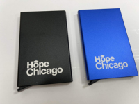 Portefeuille porte-cartes en aluminium avec logo personnalisé, blocage RFID, cadeau d'affaires, étui pour cartes de crédit avec boîte cadeau