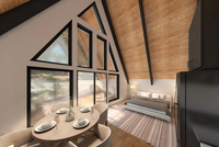 Kit de maison préfabriquée moderne en forme de A de 769 pieds carrés, isolée, modulaire, pour maison de vacances, Airbnb, complexe hôtelier, glamping