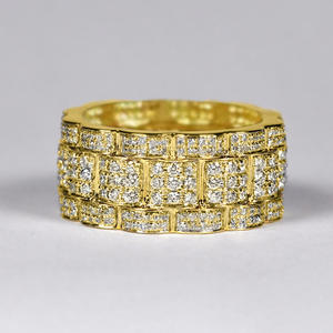 Anello di lusso da donna in oro giallo con diamante rotondo taglio brillante naturale colore G, fede nuziale T0503 - Product Image 2