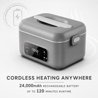 Boîte à lunch électrique rechargeable sans fil, chauffe-plat portable, batterie externe auto-chauffante, capacité 1L, acier inoxydable, Forester