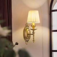 Applique murale LED en laiton, abat-jour en tissu contemporain de qualité supérieure, lampe murale décorative vintage pour chambre à coucher, maison, hôtel