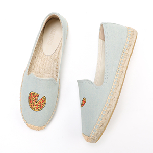 Outlet di fabbrica in <span class=keywords><strong>Denim</strong></span> semplice da donna espadrillas per Pizza con motivo ricamato mocassini in tela <span class=keywords><strong>scarpe</strong></span> basse estive di vendita calda - Product Image 3