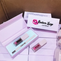 Kits de rouge à lèvres et crayons à lèvres 2-en-1 personnalisés, coffret cadeau de luxe noir, boîtes d'emballage, gloss à lèvres pailleté et crayon à lèvres