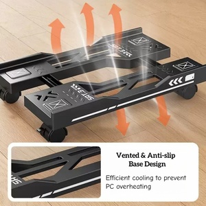 ขาวดำง่ายต่อการเคลื่อนย้ายขยายได้ขายึด <span class=keywords><strong>CPU</strong></span> ขาตั้งแล็ปท็อปปรับชั้นวางคอมพิวเตอร์ที่มีล้อ - Product Image 5