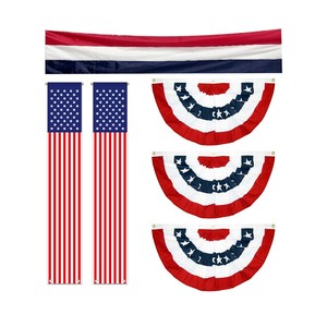 Conjunto de decoración de patio al aire libre del Día DE LA Independencia americana, pancartas de fiesta coloridas que incluyen pancarta pareado - Product Image 2