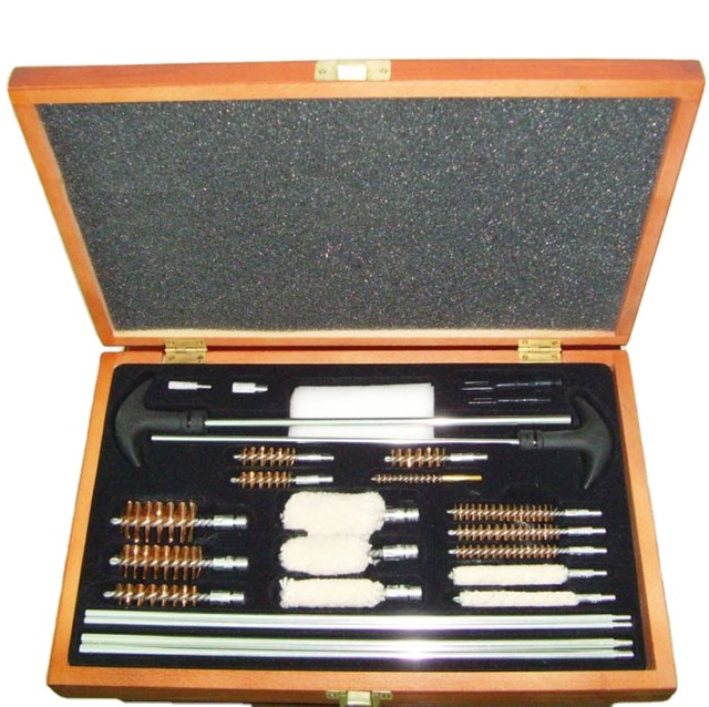 No.1039 26-Piece Durable Metal Gun Clean Kit Wood Cased Universal Cleaning Accessories