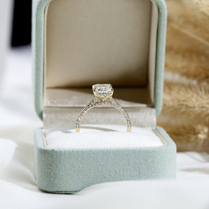 Messi Jewelry MSR-2143 10K Gold Radiant Shape Halo <b>Ring</b> Lab Grown <b>Diamond</b> <b>Ring</b> - Product Image 3