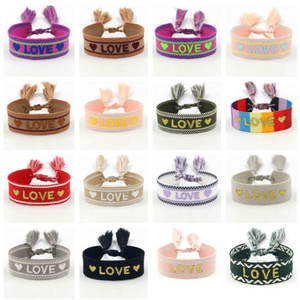 Venta al por mayor de pulseras personalizadas coloridas tejidas con envoltura de <span class=keywords><strong>amistad</strong></span>, pulseras bordadas con palabra tejida de <span class=keywords><strong>amor</strong></span>, pulseras trenzadas de cuerda ajustable - Product Image 4
