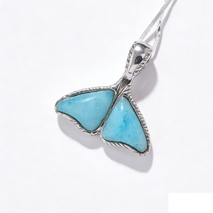 Collier pendentif en argent 925 avec larimar, <span class=keywords><strong>pierre</strong></span> bleue naturelle, bijoux thème vie marine pour femme, cadeau idéal pour les <span class=keywords><strong>vacances</strong></span> d'été - Product Image 1