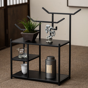 Three Layer Wrought Iron Display <b>Shelf</b> For Tea Set And Art Decor Storage Rack Carbon Steel <b>Desktop</b> Organizer Dehua Made - Product Image 1