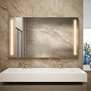 Miroir de courtoisie LED à intensité variable et température de couleur réglable - Affichage de l'heure et de la température et rétroéclairage pour salle de bain - Product Image 1
